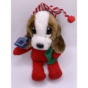 Rare Vintage Applause sad Sam Dog Christmas Plush With Christmas Stocking Plush